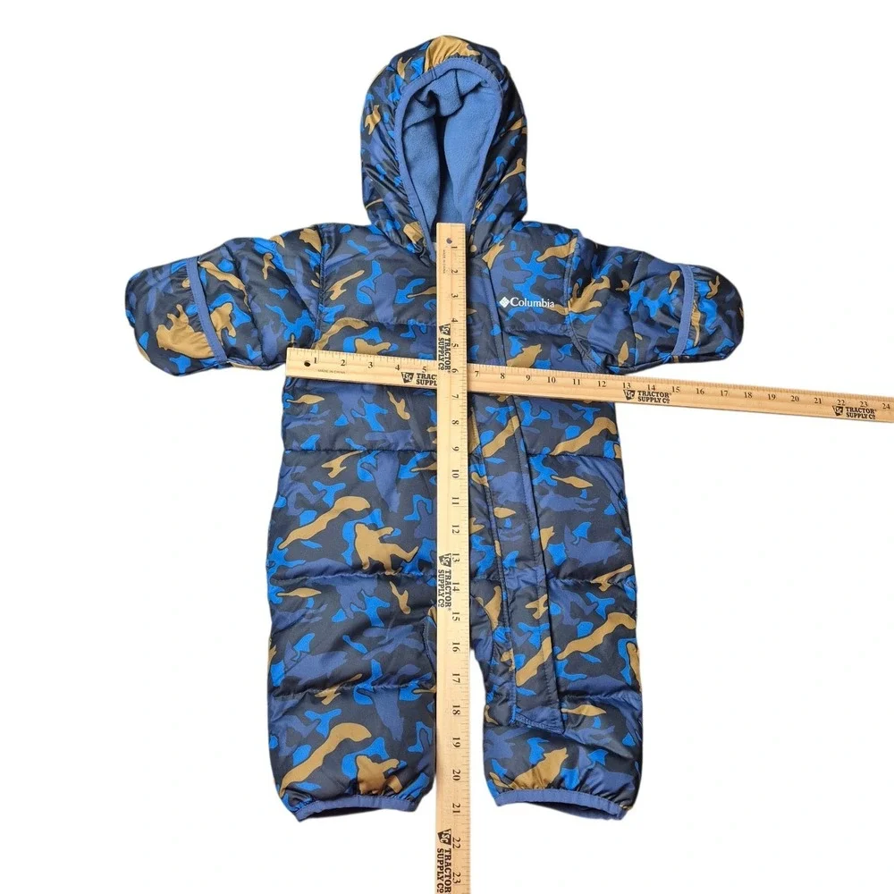 Columbia Infant Boys 0-3 Months Duck‎ Down Hooded Bunting Snowsuit Camo Blue